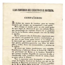 Documentos antiguos: BANDO. INDIVIDUOS DEL EJERCITO DE CASTILLA LA VIEJA. VALLADOLID 1840. SANTOS SAN-MIGUEL.