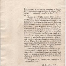 Documentos antiguos: MADRID. 1808. EX-JESUITAS. EXPATRIADOS. PERMITEN VOLVER AL REINO. REAL ORDEN.