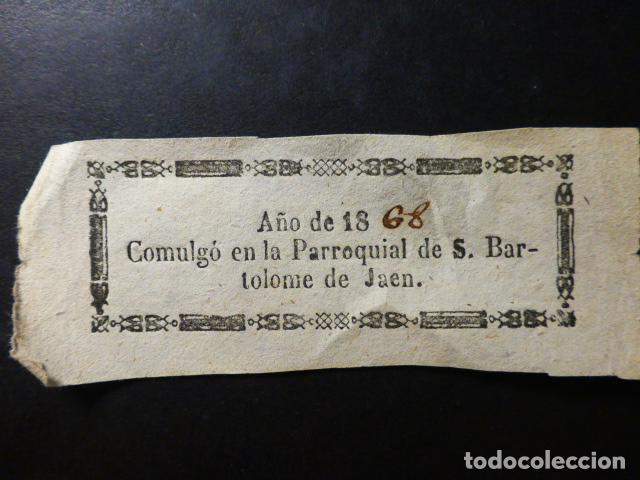 Documenti antichi: JAEN 1868 RECUERDO COMUNION PARROQUIA DE SAN BARTOLOME