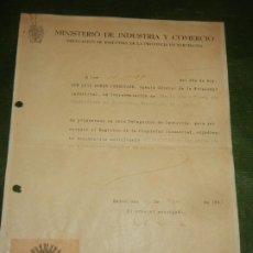 Documentos antiguos: MINIST.IND. Y COMERCIO DELEG.BARCELONA SOLICITUD REG.MARCA PAÑOLERIA IGRYS JULIO BONET NINOT 1942