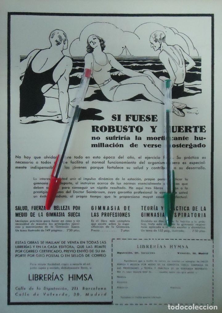 Documentos antiguos: publicidad vintage art deco flappers gimnasia sueca salud fuerza 1934 gimnasio himsa barcelona