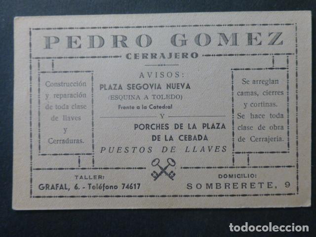 Documents Anciens: MADRID TARJETA PUBLICITARIA CERRAJERO PEDRO GOMEZ