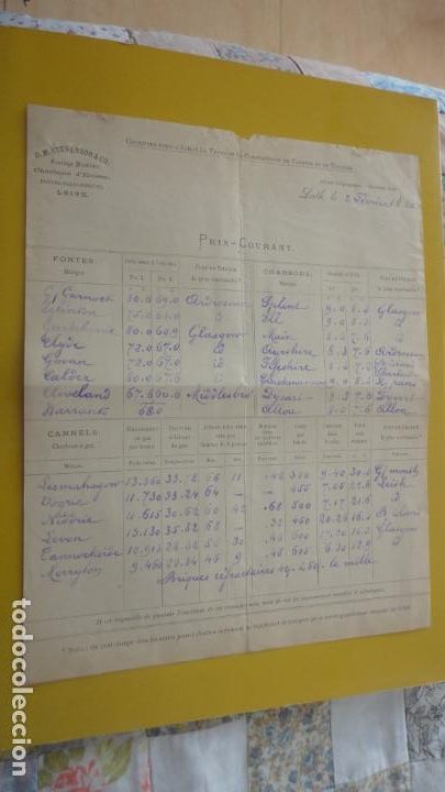 Documentos antiguos: ANTIGUA CARTA PEDIDOS.D.M.STEVENSON & CO.CHARBONS.FONTES-BRAIS-BRIQUE.LEITH.1880