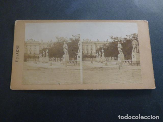 Alte Dokumente: MADRID PLAZA DEL PALACIO DE LA REINA VISTA ESTEREOSCOPICA 1870 GAUDIN FOTOGRAFO N&ordm; 57