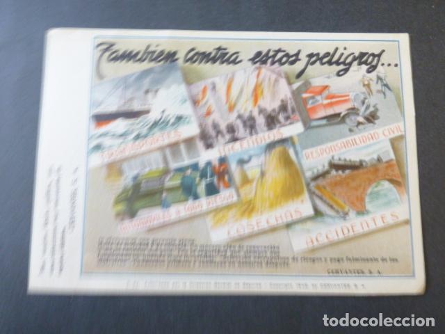 Documenti antichi: COMPA&Ntilde;IA ESPA&Ntilde;OLA DE SEGUROS CERVANTES TARJETA PUBLICIDAD 1945 11,5 X 16,5 CMTS