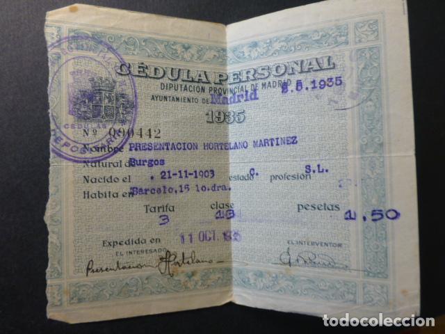 Documentos antiguos: MADRID CEDULA PERSONAL 1935 VECINA CALLE BARCEL&Oacute; - Foto 1