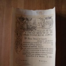 Documenti antichi: ANTIGUO DIPLOMA ESCUELA DE ARTES Y OFICIOS ARTÍSTICOS DE CIUDAD REAL, 1924. 31X47,5CM. W