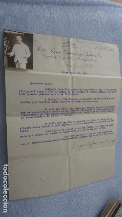Documentos antiguos: ANTIGUA CARTA.PORTO RICAN AMERICAN TOBACCO CO.SAN JUAN.PUERTO RICO.MIGUEL ASUNCION SARIEGO.1918