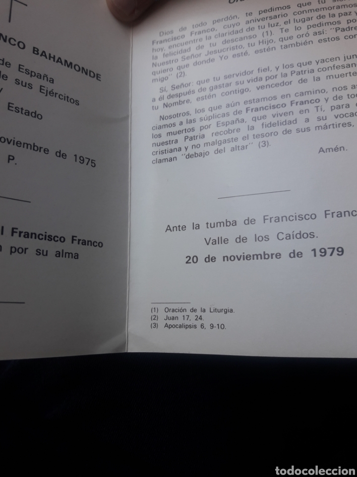 Documentos antiguos: Recordatorio funerario de Francisco Franco Bahamonte - Foto 2