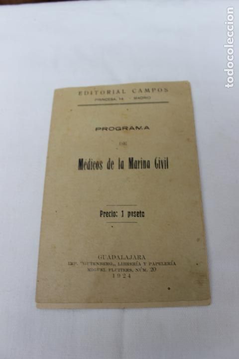 Documentos antiguos: PROGRAMA DE MEDICOS DE LA MARINA CIVIL, GUADALAJARA 1924 - Foto 2