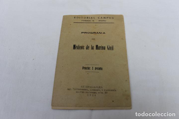 Documentos antiguos: PROGRAMA DE MEDICOS DE LA MARINA CIVIL, GUADALAJARA 1924