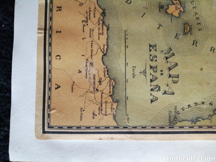 Documentos antiguos: Mapa de la Pen&iacute;nsula Ib&eacute;rica. - Foto 3