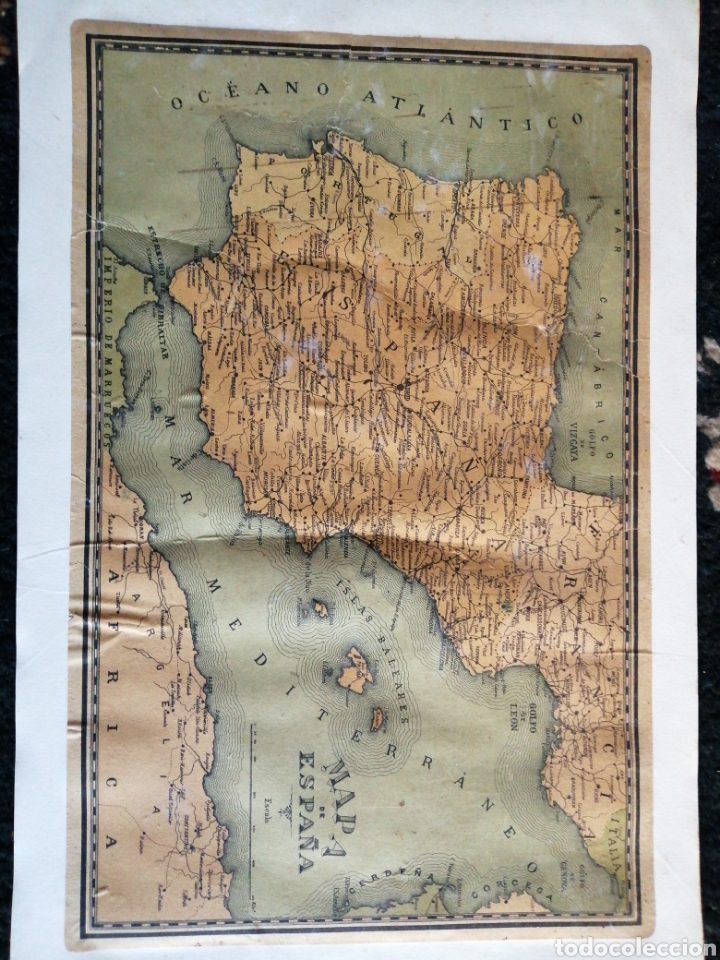 Documentos antiguos: Mapa de la Pen&iacute;nsula Ib&eacute;rica. - Foto 1