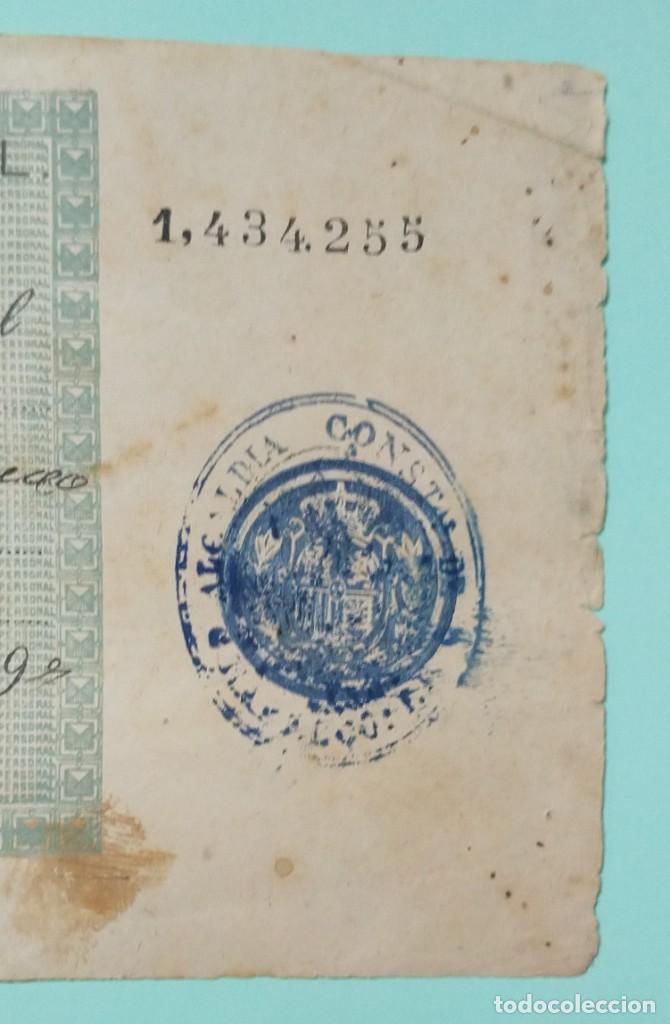 Documentos antiguos: CEDULA PERSONAL 1897 - 98 DECIMA CLASE VALENCIA - Foto 2