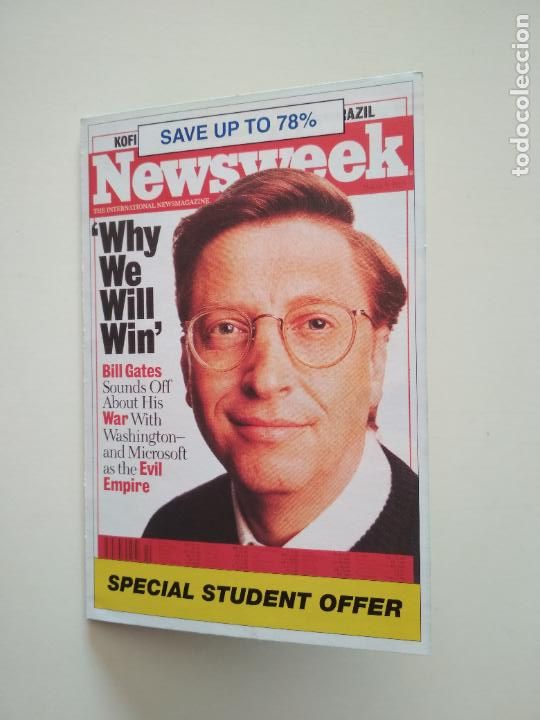 Documentos antiguos: BILL GATES NEWSWEEK - FLYER - FOLLETO TAMA&Ntilde;O POSTAL