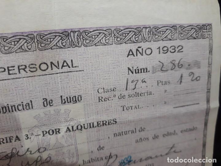 Documentos antiguos: CEDULA PERSONAL DIPUTACION LUGO 1932. - Foto 2
