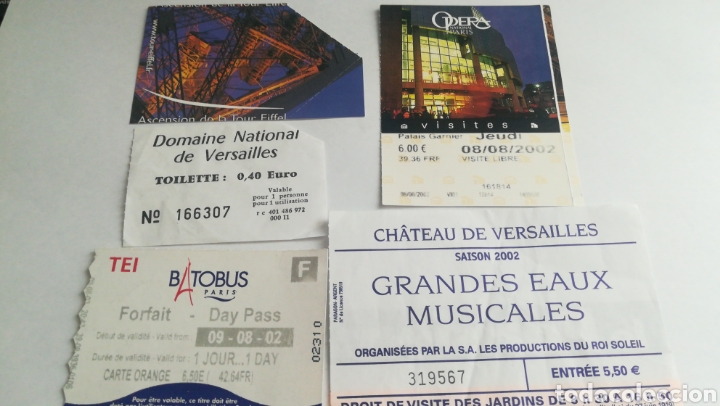 Documentos antiguos: ENTRADAS TICKETS MONUMENTOS PAR&Iacute;S FRANCIA - Foto 1