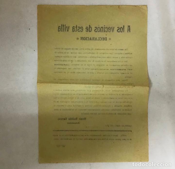 Documentos antiguos: DECLARACI&Oacute;N A LOS VECINOS DE BANYOLES 1914 - Foto 2