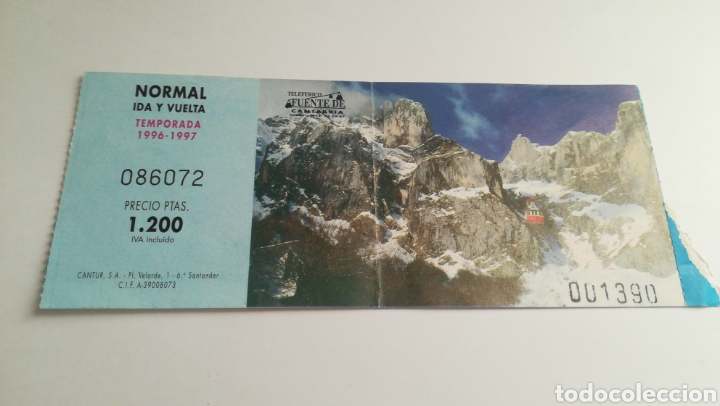 Documentos antiguos: ENTRADA TICKET TELEFERICO FUENTE DE CANTABRIA 1996 1997