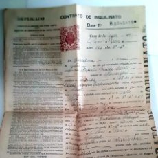 Documentos antiguos: CONTARTO DE INQUILINATO POLIZA DE10 CTMS 1921 EN PARTE TRASERA MODIFICACIÓN EN 1932. Lote 257384170