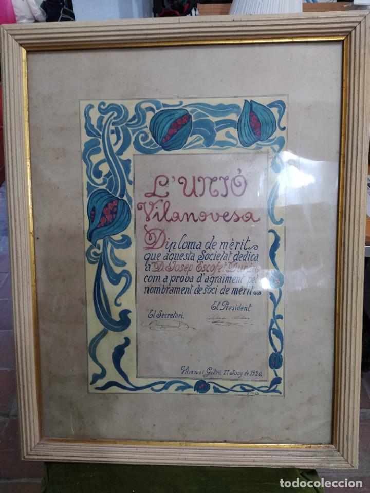 Documentos antiguos: Diploma Vilanovesa 1920 - Foto 1