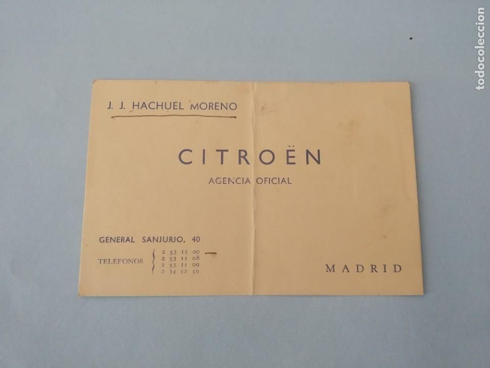 Documentos antiguos: TARJETA VISITA CITROEN - J.J. HACHUEL MORENO - MADRID - A&Ntilde;OS 60