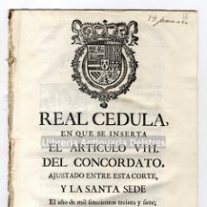 Documentos antiguos: [REAL CEDULA. RELIGION. ADQUISICIONES DE MANOS MUERTAS. 1760] CARLOS III.
