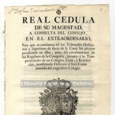 Documentos antiguos: [REAL CEDULA. JESUITAS. 1767] CARLOS III.