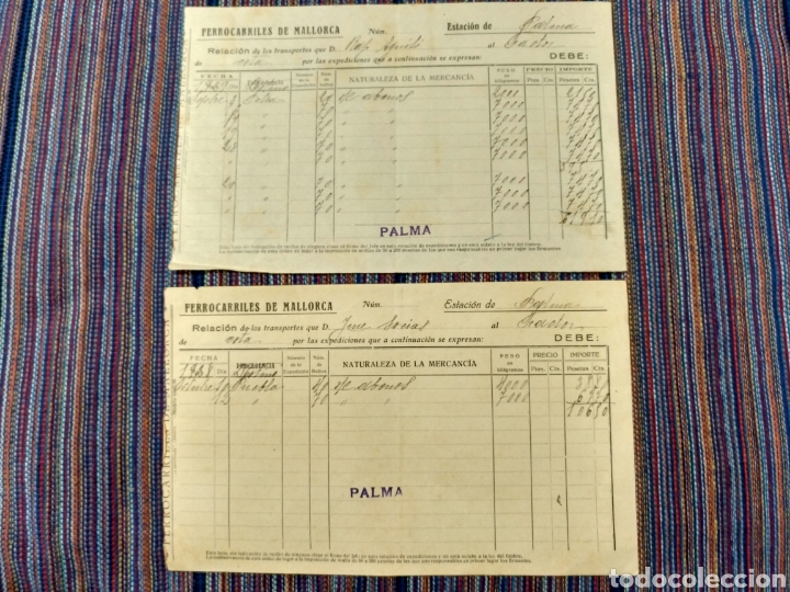 Documentos antiguos: 1928 y 1929 DOS DOCUMENTOS FERROCARRILES DE MALLORCA PALMA - Foto 1