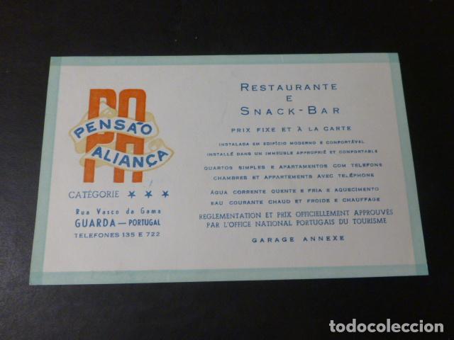 Alte Dokumente: GUARDA PORTUGAL TARJETA PUBLICITARIA PENSION ALIAN&Ccedil;A