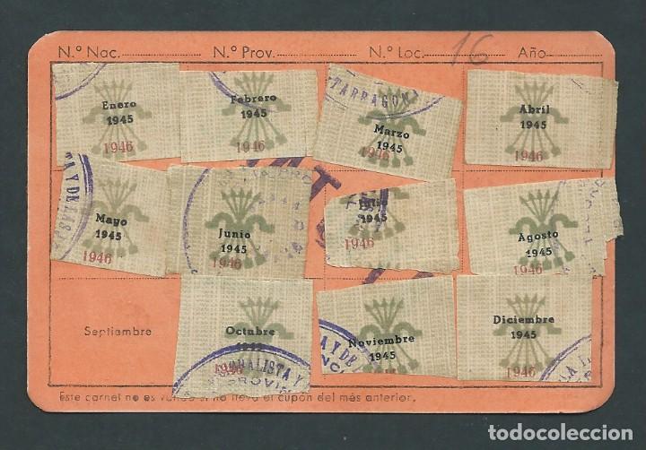 Documents Anciens: carnet seccion femenina falange y las f.e.t. y las j.o.n.s. tarragona con sus sellos a&ntilde;o 1945