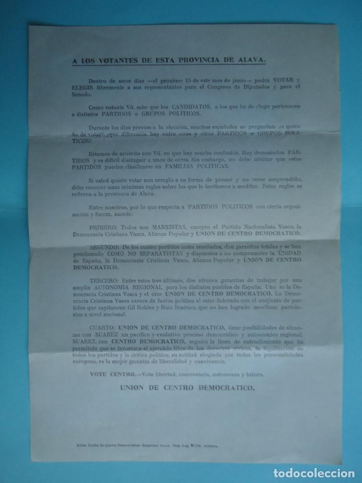 DOCUMENTO PROPAGANDA ELECCIONES DE LA UNION DE CENTRO DEMOCRATICO DE ALAVA