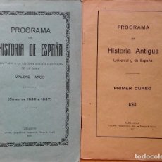 Documentos antiguos: DOS PROGRAMAS DE HISTORIA. INSTITUTO DE TARRAGONA, 1926 Y 1927.. Lote 264262624