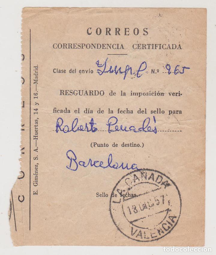 Documentos antiguos: CORREOS - CORRESPONDENCIA CERTIFICADA - 18 DIC 57 - Foto 1