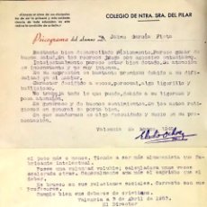 Documentos antiguos: ANTIGUO PSICOGRAMA ALUMNO COLEGIO VALENCIA NUESTRA SRA DEL PILAR 1948 FIRMADO DIRECTOR