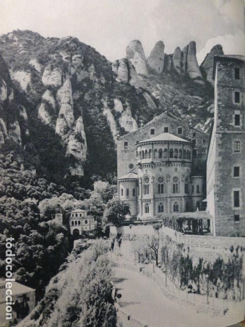 Documents Anciens: MONTSERRAT BARCELONA ANTIGUA LAMINA HUECOGRABADO A&Ntilde;OS 50