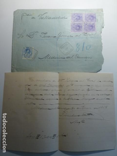 Documentos antigos: MEDINA DEL CAMPO VALLADOLID 1912 CARTA Y RECIBO PROYECTO DE CASA EN LA PLAZA MAYOR BENITO DE CASTRO