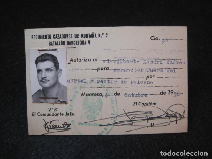Documentos antiguos: REGIMIENTO CAZADORES DE MONTA&Ntilde;A-BATALLON BARCELONA V-CARNET A&Ntilde;O 1956-VER FOTOS-(81.241)