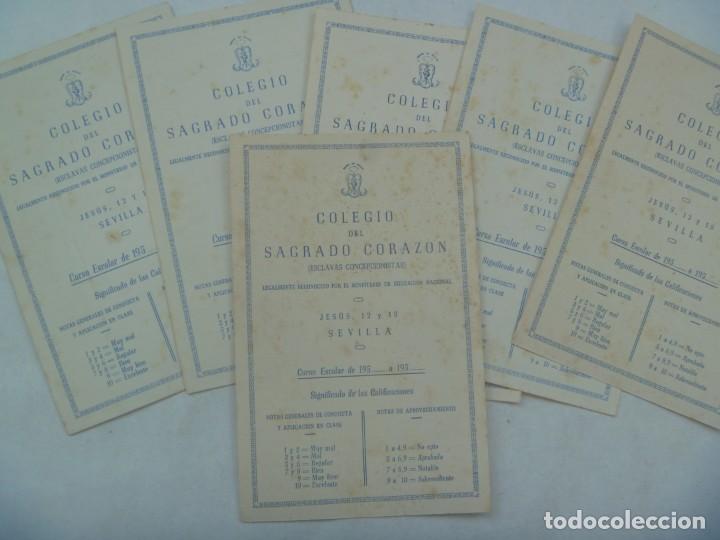 Documentos antiguos: COLEGIO SAGRADO CORAZON ( ESCLAVAS CONCEPCIONISTAS ): LOTE 6 BOLETINES NOTAS. SEVILLA 1952
