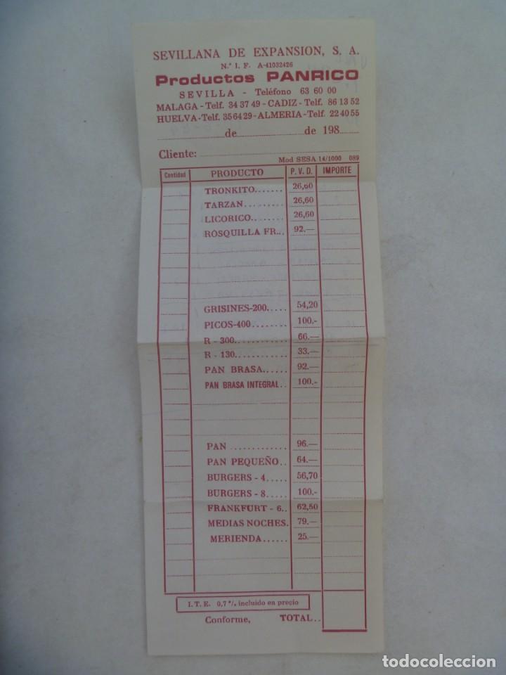 Documentos antiguos: HOJITA DE PEDIDOS DE PRODUCTOS PANRICO, A&Ntilde;OS 80 . DETRAS NOTAS DE LA QUINIELA LIGA ITALIANA FUTBOL