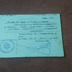 Documentos antiguos: PERMISO MILITAR,RECLUTAS.DE VISPERA DE FESTIVO Y FESTIVOS.1980.RECLUTA DE ZARAGOZA.. Lote 271356483
