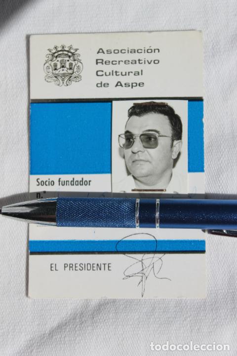 Documentos antiguos: DOS CARNETS ASOCIACION RECREATIVO CULTURAL DE ASPE, SOCIO FUNDADOR