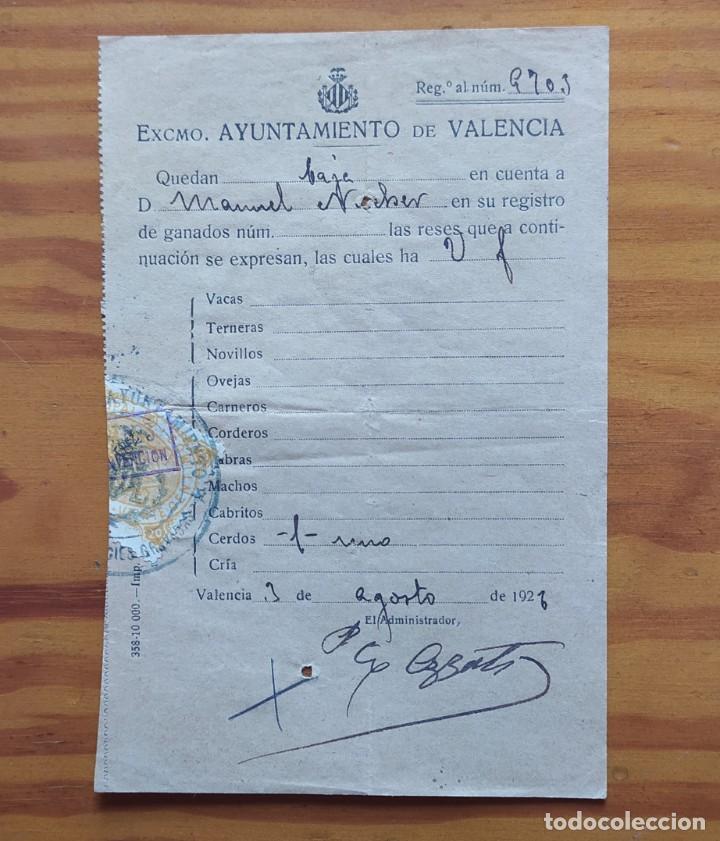Documentos antiguos: ZVCOLEC. LOTE DE 4 REGISTROS DE GANADO AYUNTAMIENTO DE VALENCIA. DE 1922 A 1927 - Foto 5 - 272370743
