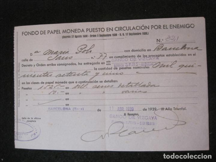 Documentos antiguos: FONDO DE PAPEL MONEDA PUESTA EN CIRCULACION POR EL ENEMIGO-A&Ntilde;O 1939-VER FOTOS-(K-3612)