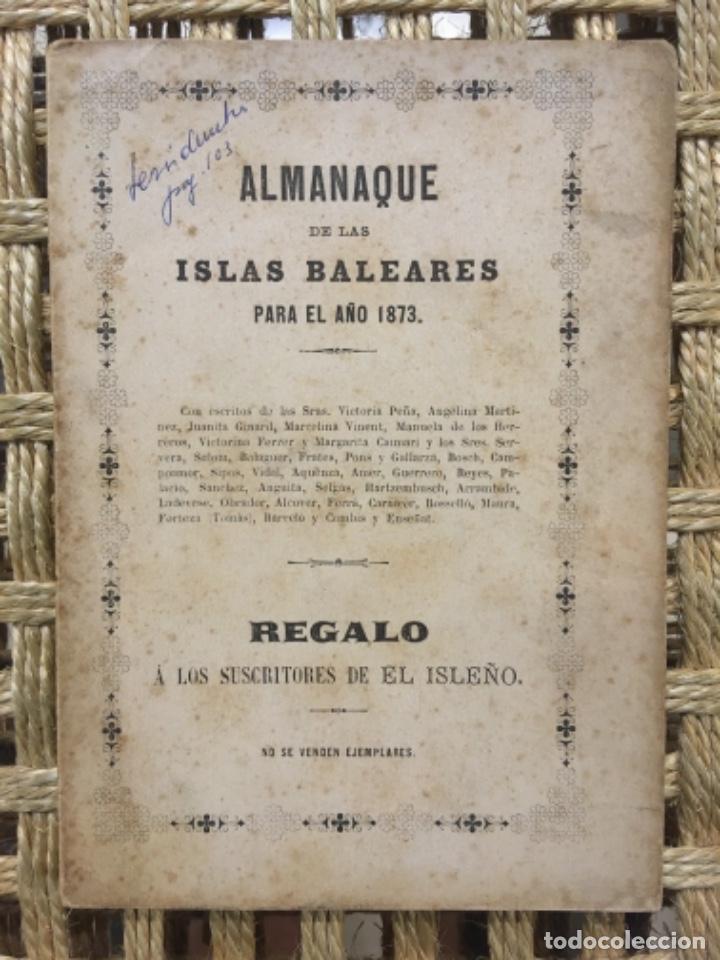 Documentos antiguos: ALMANAQUE DE LAS ISLAS BALEARES PARA EL A&Ntilde;O 1873 - Foto 1