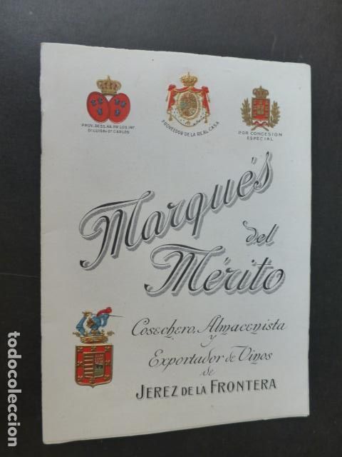 Old Documents: JEREZ DE LA FRONTERA CADIZ BODEGAS MARQUES DEL MERITO FOLLETO PUBLICITARIO Y PRECIOS