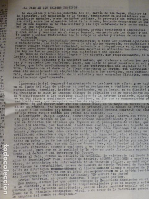 Documentos antigos: AL PAIS DE LOS TRISTES DESTINOS SEGUNDA REPUBLICA CRITICA GESTION DEL GOBIERNO TEXTO MECANOGRAFIADO