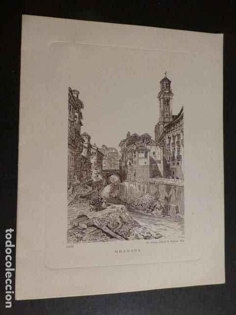 Documentos antigos: GRANADA CARRERA DEL DARRO TARJETA DIPTICO LITOGRAFIA