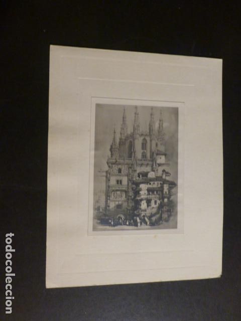 Old Documents: BURGOS LA CATEDRAL TARJETA DIPTICO LITOGRAFIA