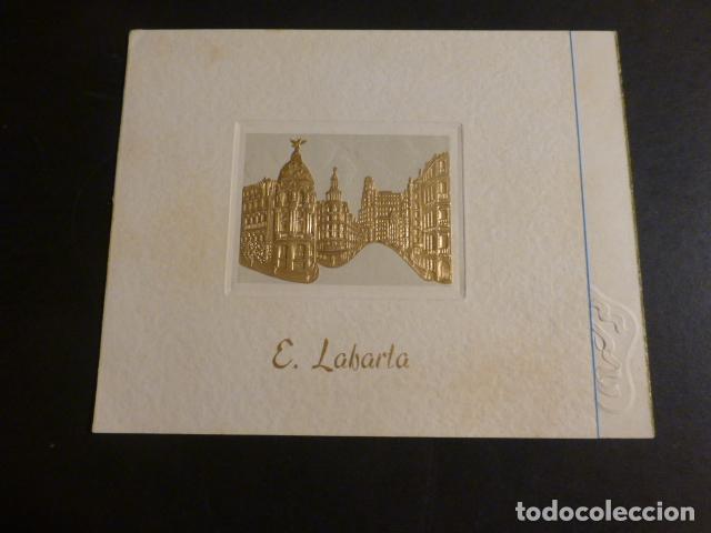 Documentos antigos: MADRID E. LABARTA GRAN VIA TARJETA DIPTICO RELIEVE DORADO